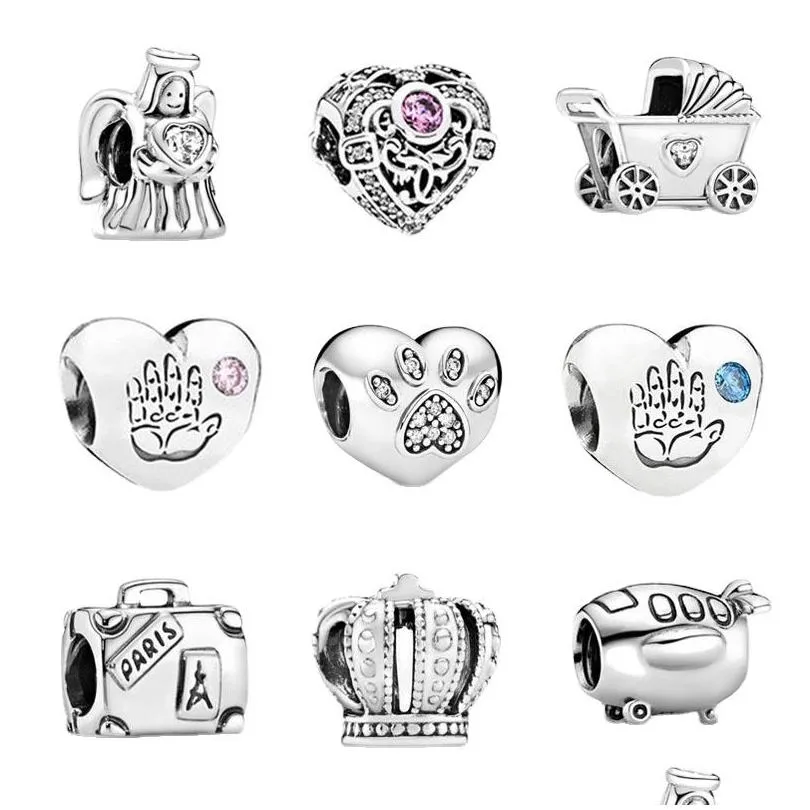  trendy 925 sterling silver brand girl handprint baby charm diy beads for original pandora charm bracelet for girls fashion