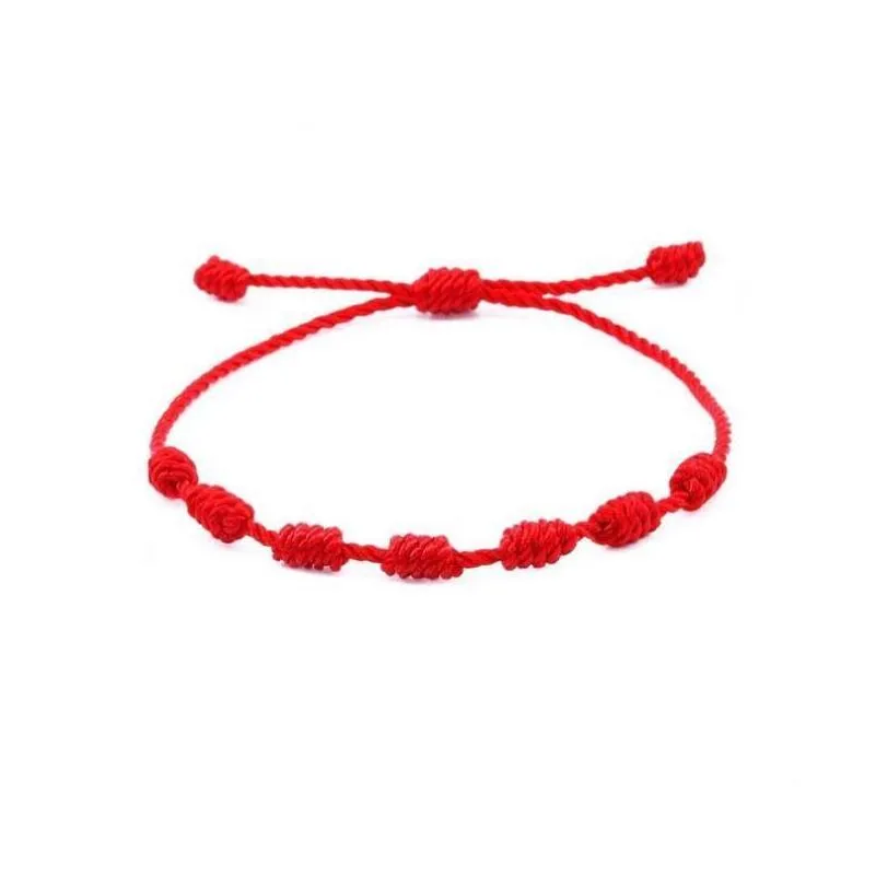 8pcs lot evil eye bracelet 7 knot handmade lucky bracelets adjustable red rope string protection bracelets for women men wholesale