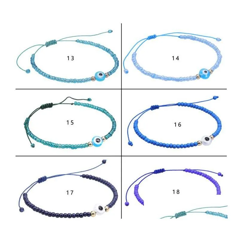 turkish eye beaded strands bracelets blue evil eyes lucky couple bracelet for women colorful crystal bead rope chain woven bracelet jewelry
