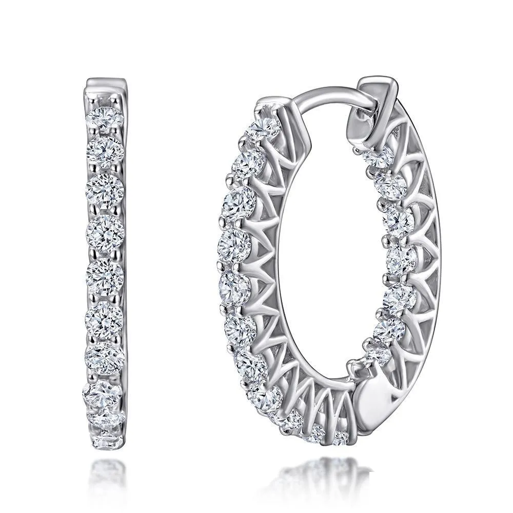 hoop huggie nothing2 925 sterling silver created moissanite gemstone wedding party fashion earrings for womenhoop