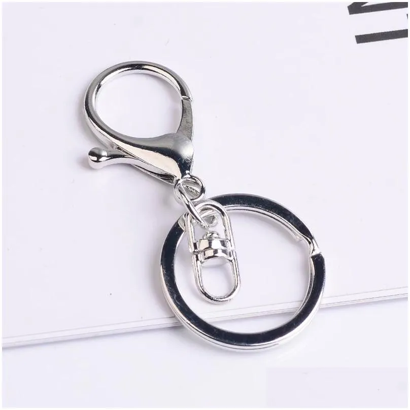 30mm key ring long 70mm classic 6 colors plated lobster clasp key hook chain jewelry making for keychain 310 n2