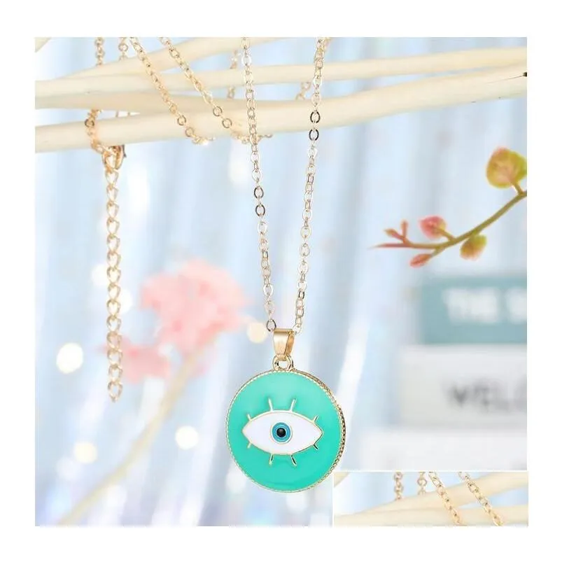 enamel evil eyes pendant necklace for womens jewelry big turkish eye chains choker necklaces party gift