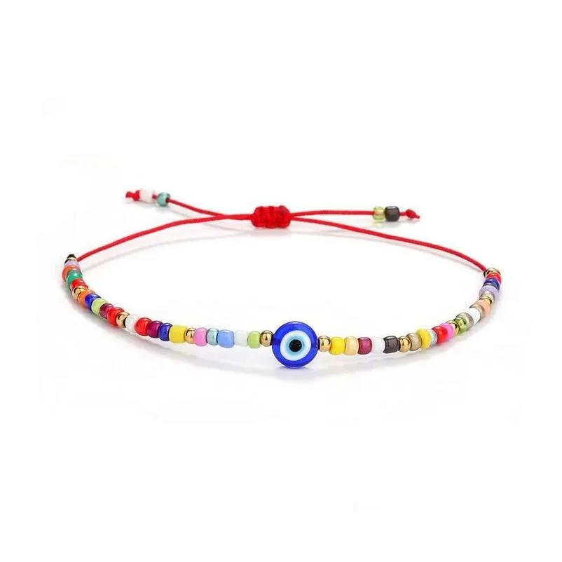 turkish eye beaded strands bracelets white blue evil eyes lucky couple tree of life strands bracelet for women colorful bead rope chain charm