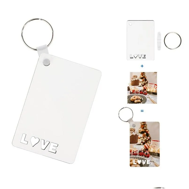 diy blank sublimation keychain pendant mdf double sided heat transfer keychains luggage decoration keyring birthday gift 75x50x3mm