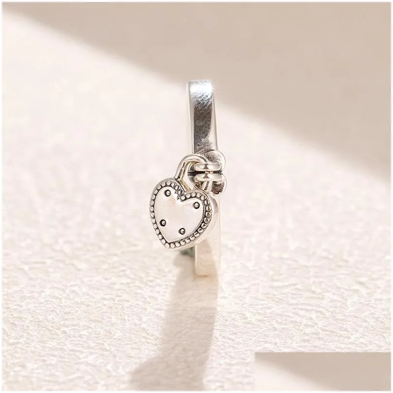 925 sterling silver heart pendant wedding rings original box for pandora heartshaped padlock ring women luxury designer ring set