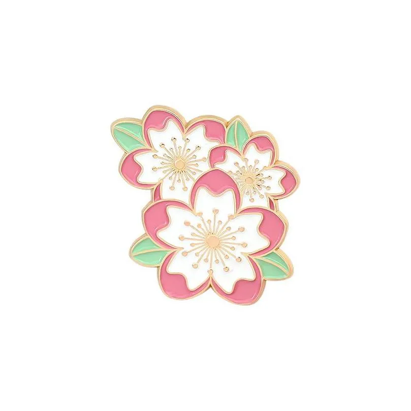 pink flower enamel brooches pin for women fashion dress coat shirt demin metal brooch pins badges promotion gift 2021 design 700 t2