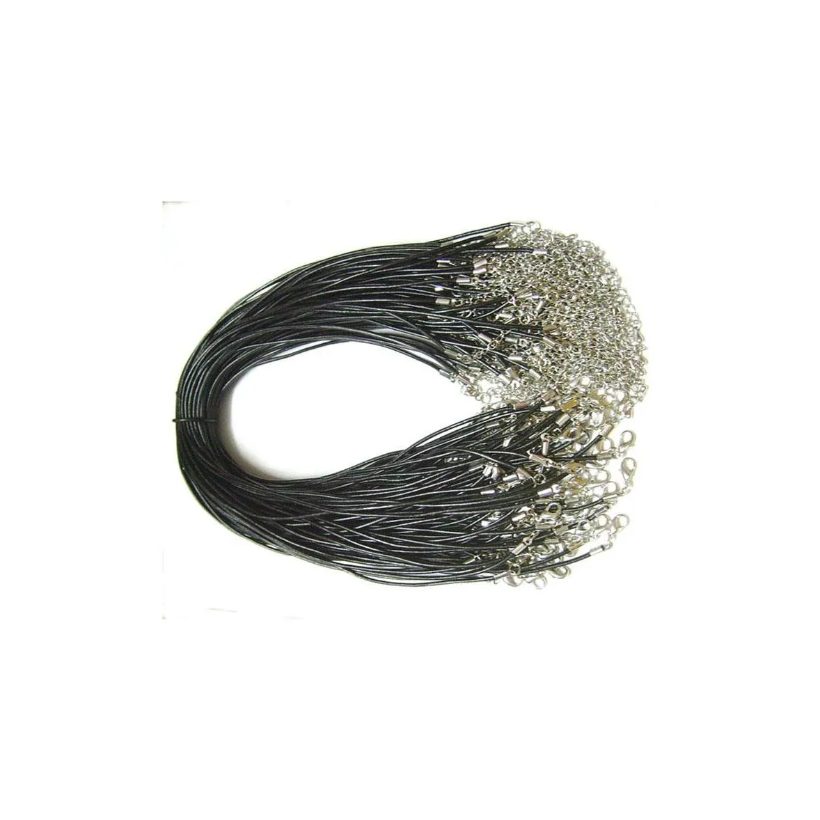 100pcs/lot black 2mm real leather necklace cord wire for diy craft jewelry gift 18inch w2