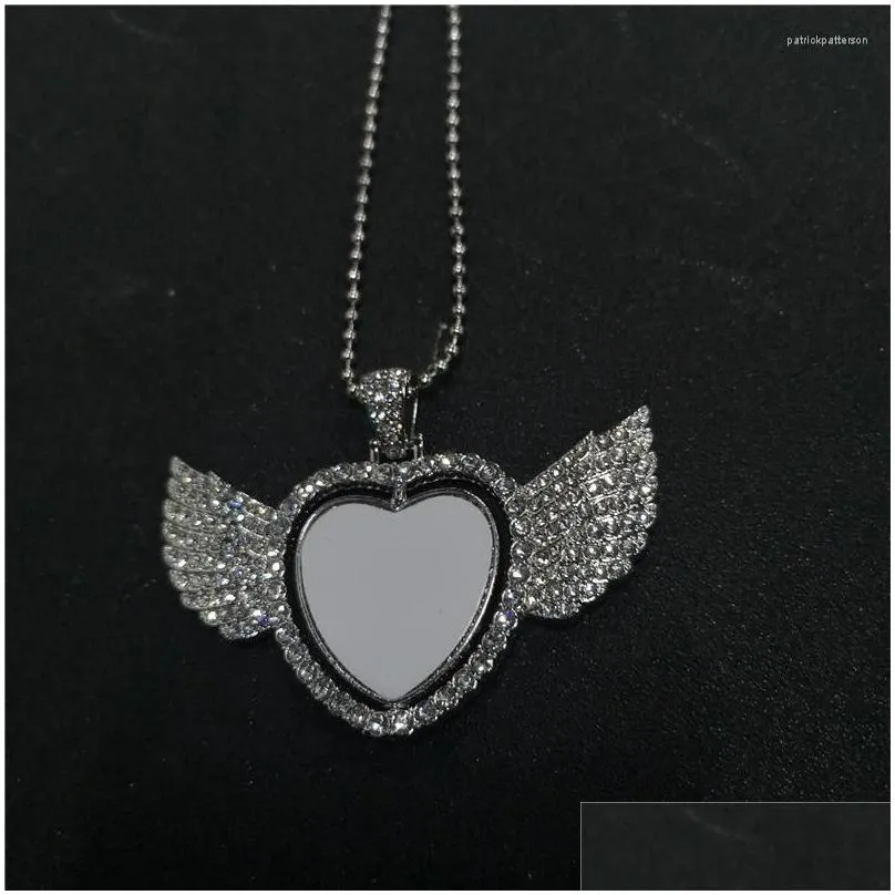 pendant necklaces sublimation blank heart pendants with bead chain two sided printing rotate tranfer consumable 15pcs/lot