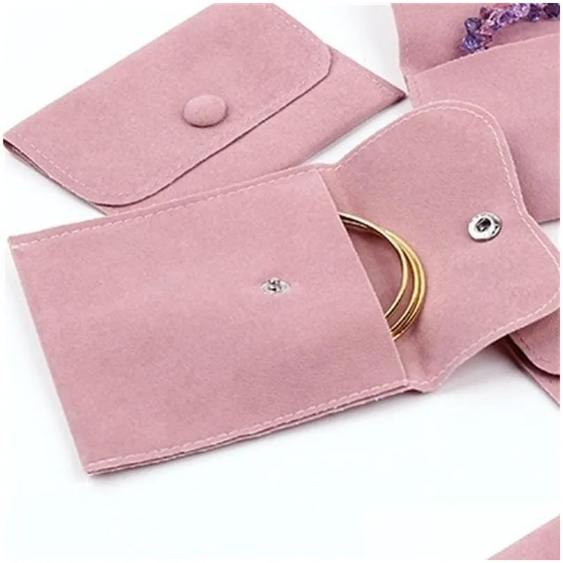 jewelry gift packaging envelope bag with snap fastener dust proof jewellery gift pouches made of pearl velvet pink blue size choice 503