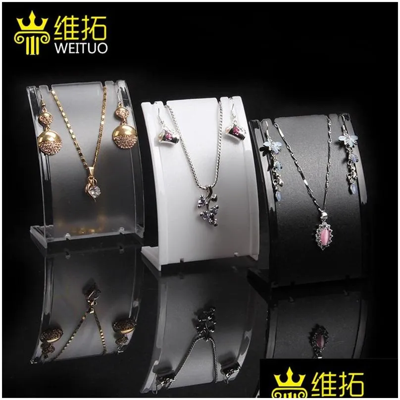  jewelry display stand black white clear mini size plastic neck bust pendant necklace stand earring holder set stand rack 2264