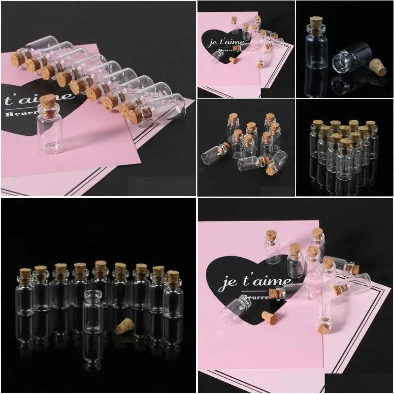 novelty items 6ml mini small tiny clear cork stopper glass bottles vials wholesale