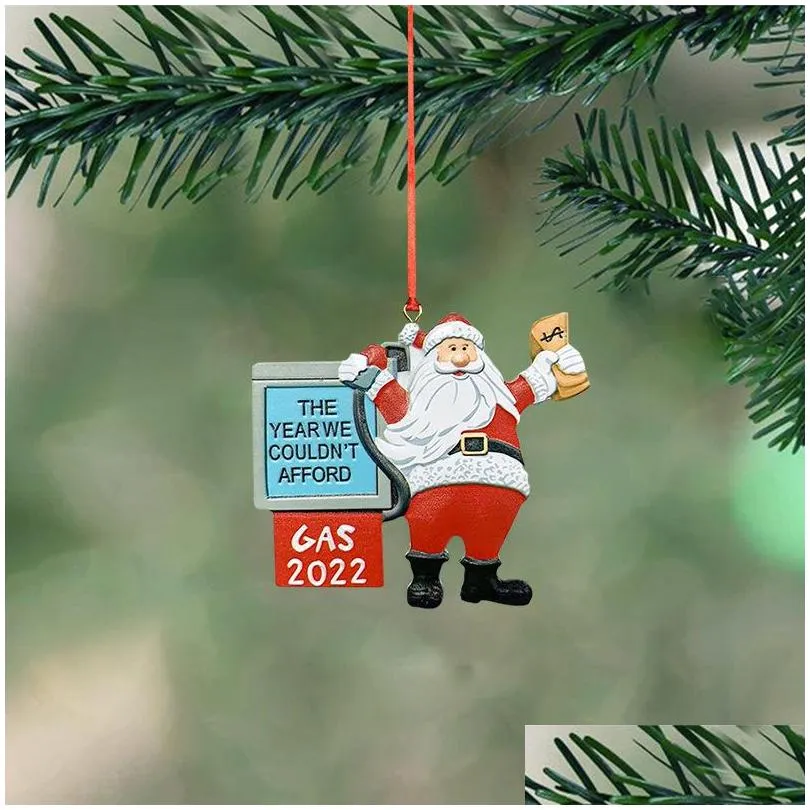 2022 petrol santa claus christmas tree pendant uv printing resin craft ornament