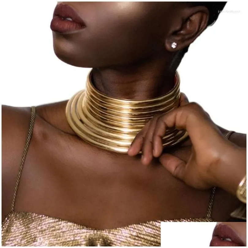 pendant necklaces vintage statement choker necklace gold color leather collar maxi african jewelry adjustable chokers neck for women