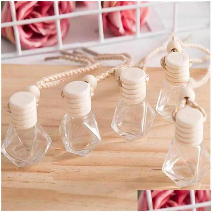 car perfume bottle air freshener diffuser hanging fragrance bottles pendant empty glass jars for essential oils