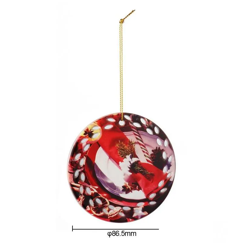  crossborder christmas ornaments printing ceramic pendants christmas tree ornament