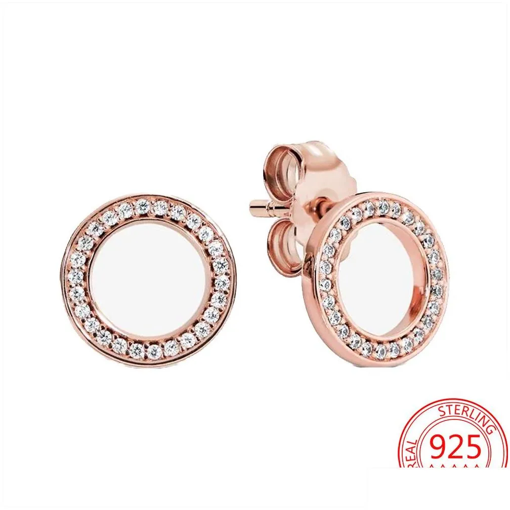 trendy sterling silver studs shiny heart rose gold diamond romantic pandora stud earrings fashion ladies hoop earrings