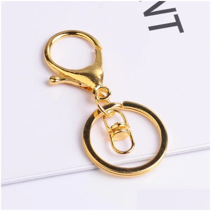 30mm key ring long 70mm classic 6 colors plated lobster clasp key hook chain jewelry making for keychain 310 n2