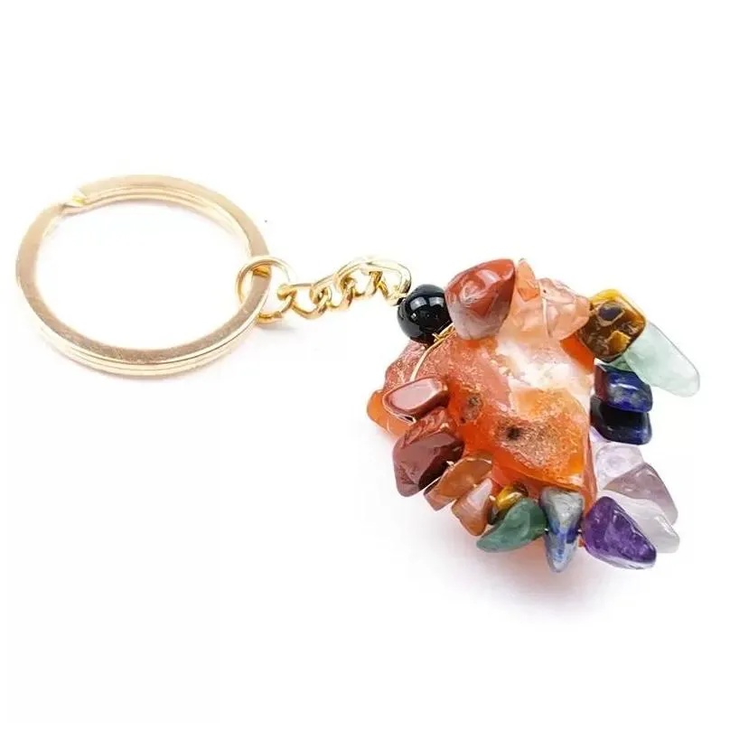 folk crafts gemstone natural stone key ring quartz amethyst tiger eye crystal keychain agate ore meditation pendant hangbag hangs c3