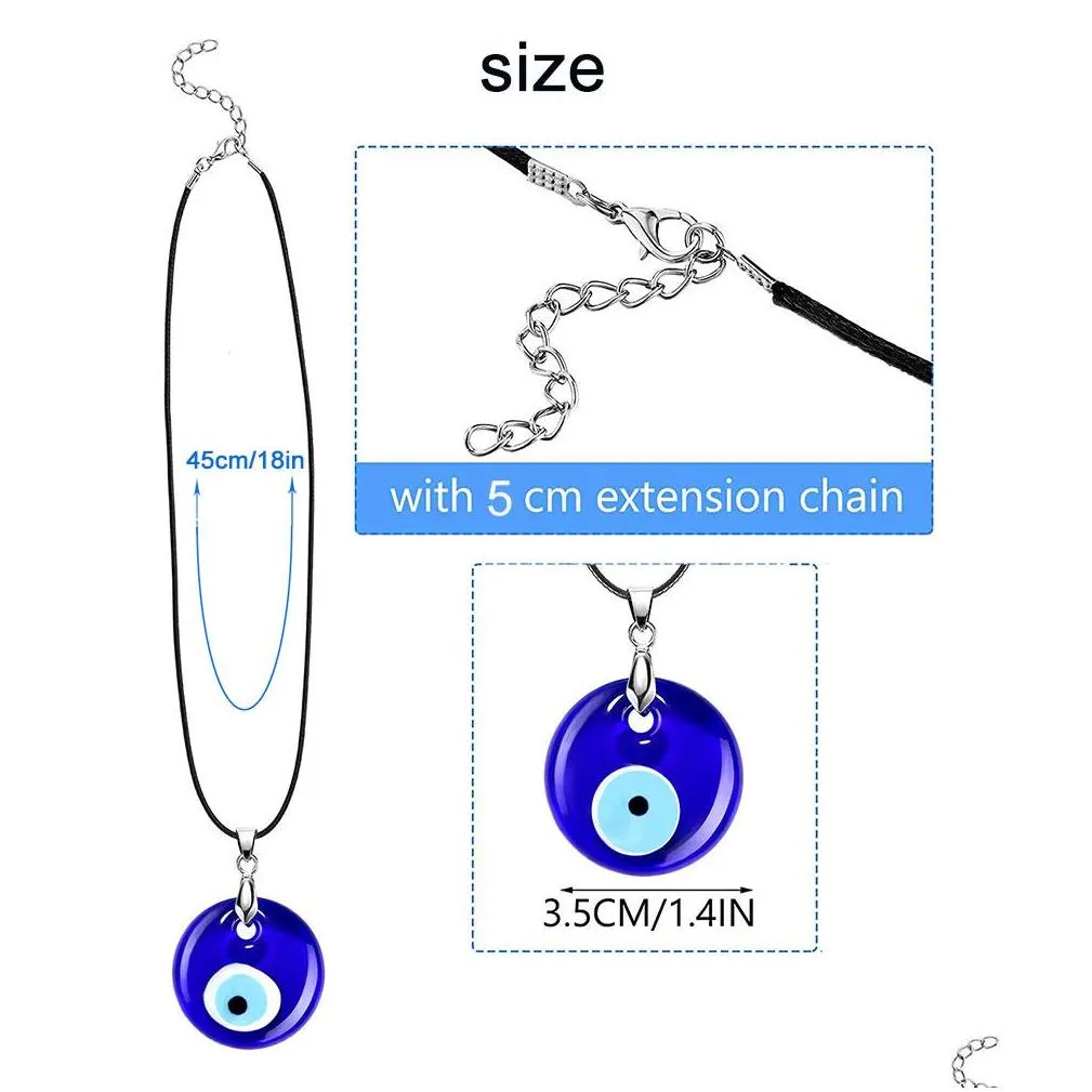 evil blue eye pendant necklace for women black wax cord chain necklaces men choker jewelry lucky amulet female party gift