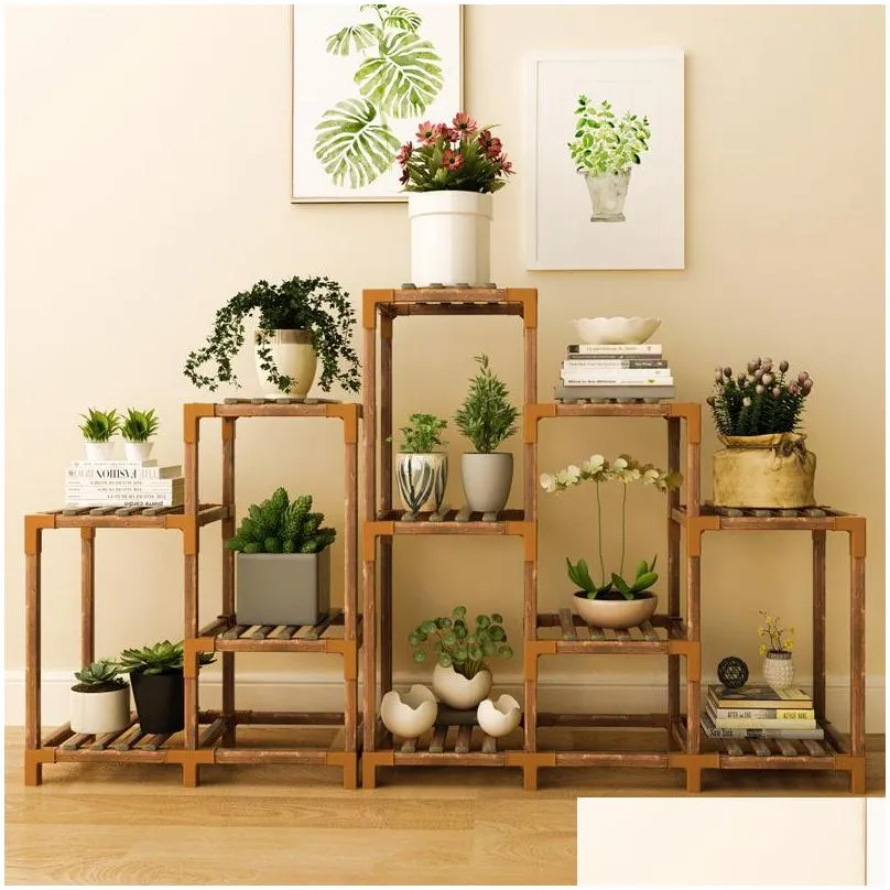 garden sets flowers shelf solid wood succulent multilayer indoor balcony storage living room multilayer floortoceiling interface flower pot rack