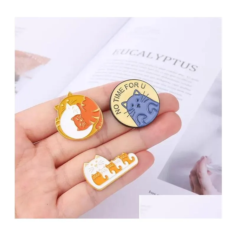 cute cartoon animal cat brooches pin for women fashion dress coat shirt demin metal funny brooch pins badges backpack gift jewelry