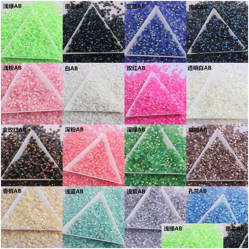 10000pcs/bag 4mm color jelly ab resin crystal rhinestones 14 section imitation austrian nail jewelry stick drill decoration beads 10ms