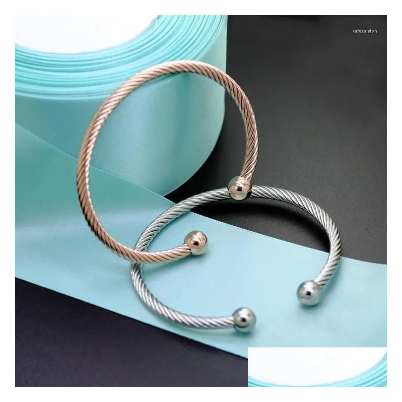 bangle yun ruo fashion brand jewelry rose gold color steel ball woman man lover cuff 316l stainless not fade top quality