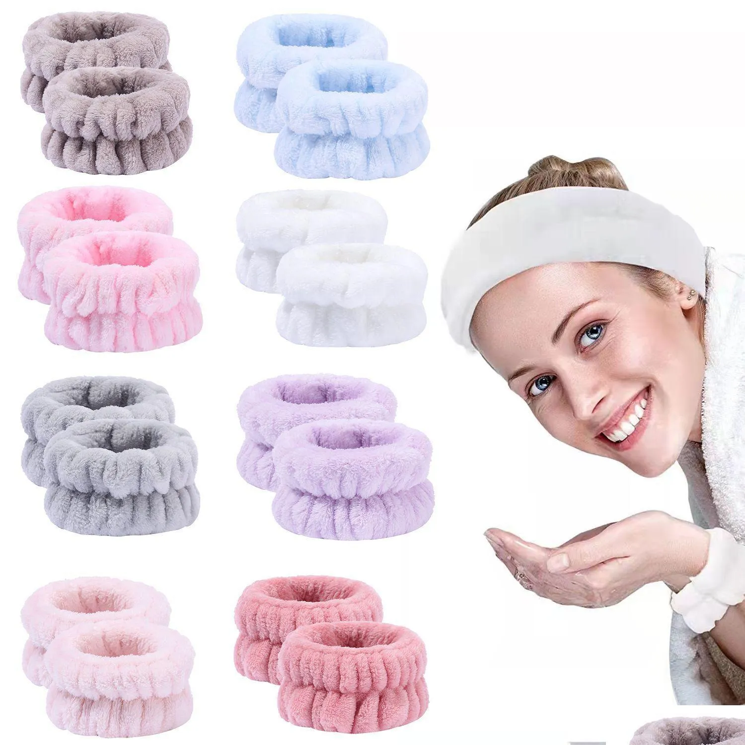 home plush wrist sports sweatabsorbing wristband solid color widebrimmed girls face wash wrist strap