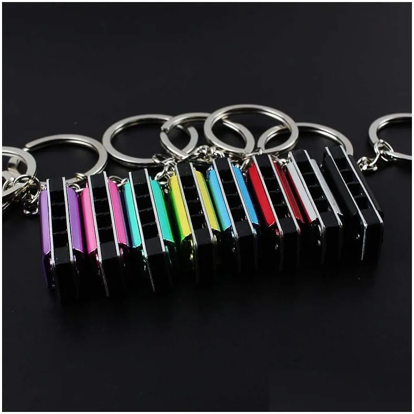 key rings metal 4 holes mini harmonica children toys keyring kids gifts keychain bags mobile key ring c3