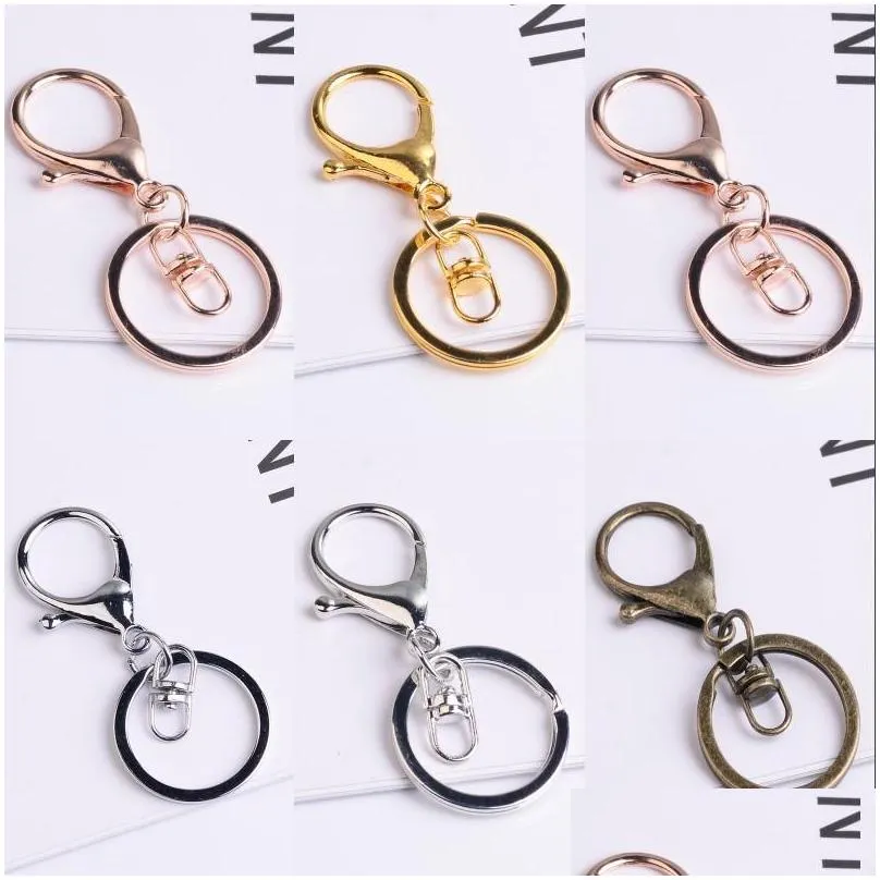 30mm key ring long 70mm classic 6 colors plated lobster clasp key hook chain jewelry making for keychain 310 n2