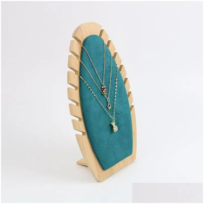 jewelry pouches bags wooden box display stand rack for necklace earring pendant chain holder board storage shelf 3411 q2
