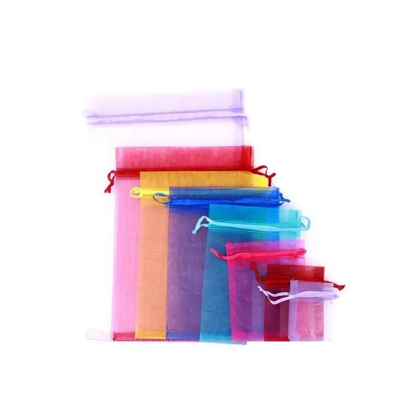 drawstring jewelry mesh bags pouches organza packaging bag christmas wedding party decoration candy drawable storage gift display packing pouch mixed