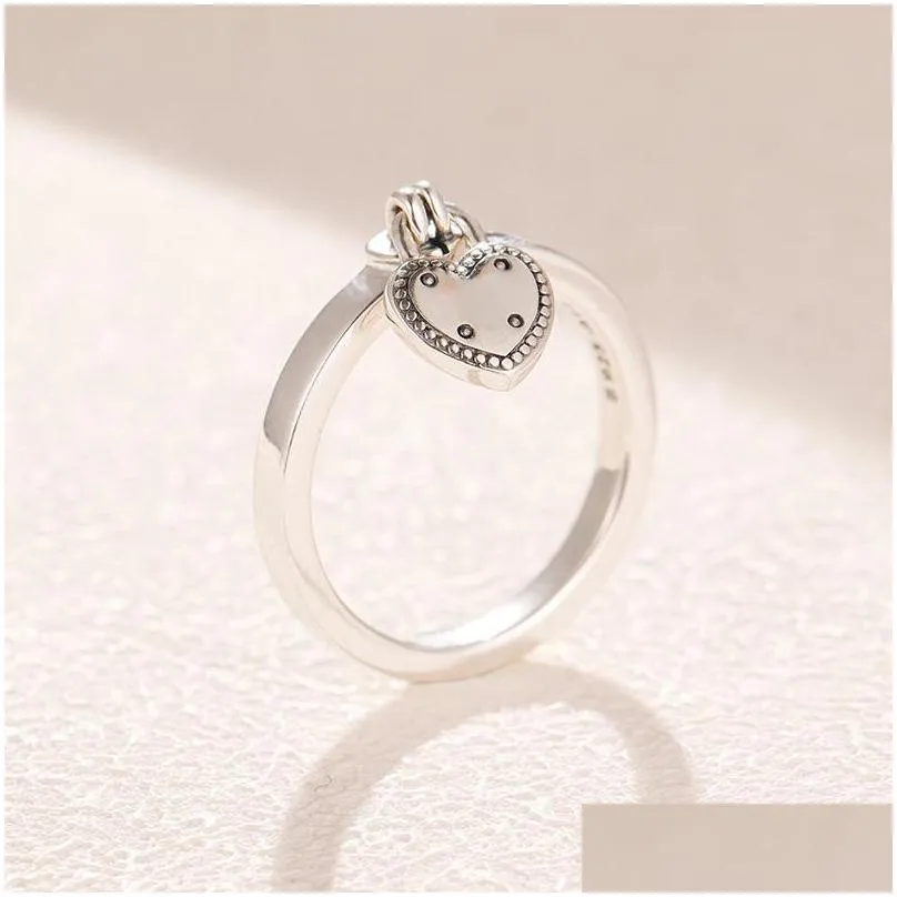 925 sterling silver heart pendant wedding rings original box for pandora heartshaped padlock ring women luxury designer ring set
