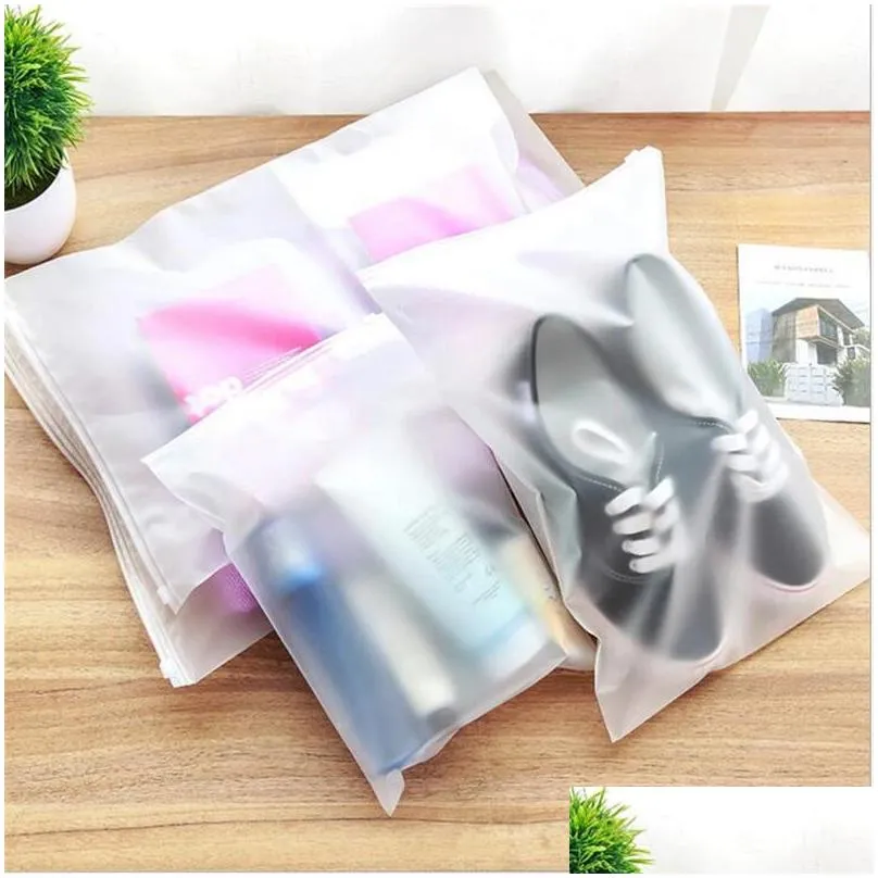 travelling storage bag frosted plastic reclosable zipper bags reusable packaging pouch for clothes jewelry food package