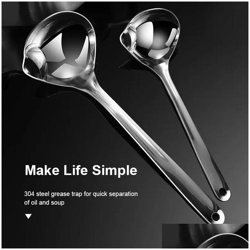 304 stainless steel soupspoon colander long handle filter grease oil soup separation spoon kitchen cooking utensils