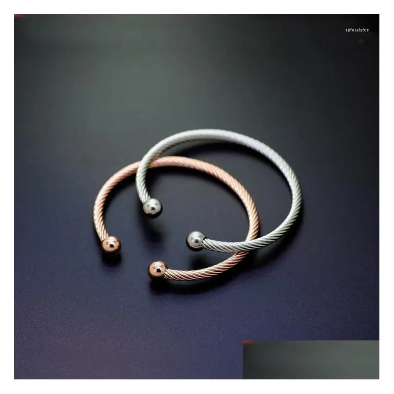bangle yun ruo fashion brand jewelry rose gold color steel ball woman man lover cuff 316l stainless not fade top quality