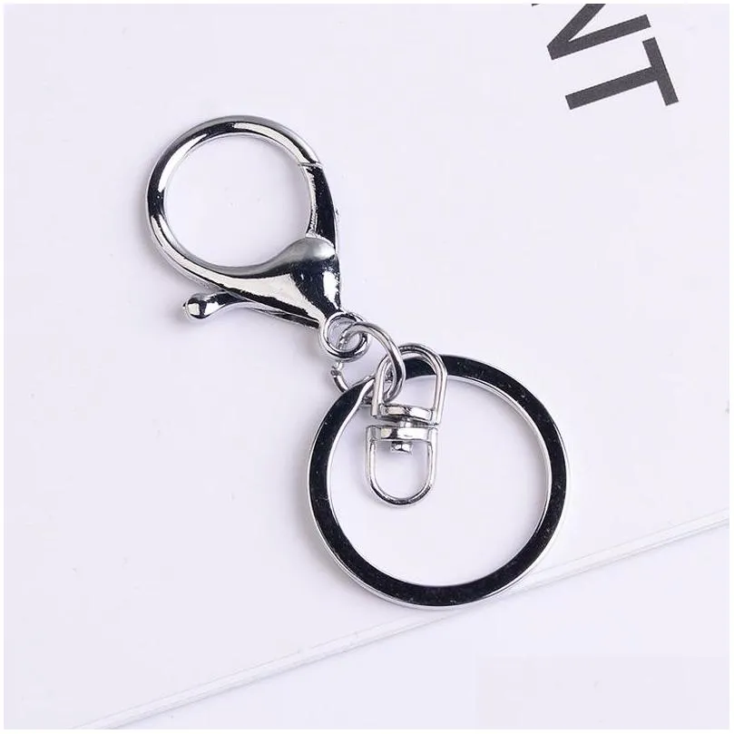 30mm key ring long 70mm classic 6 colors plated lobster clasp key hook chain jewelry making for keychain 310 n2