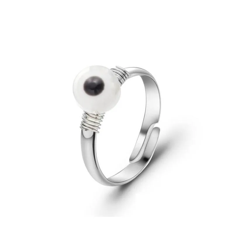 evil eye finger band rings for women gift turkish lucky eye handwoven copper wire open ring wholesale