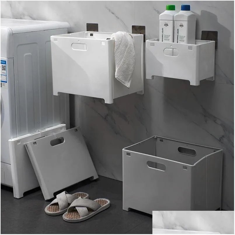 storage boxes wallmounted foldable dirty clothes basket hanging wall household bathroom dirty clothe laundry baskets