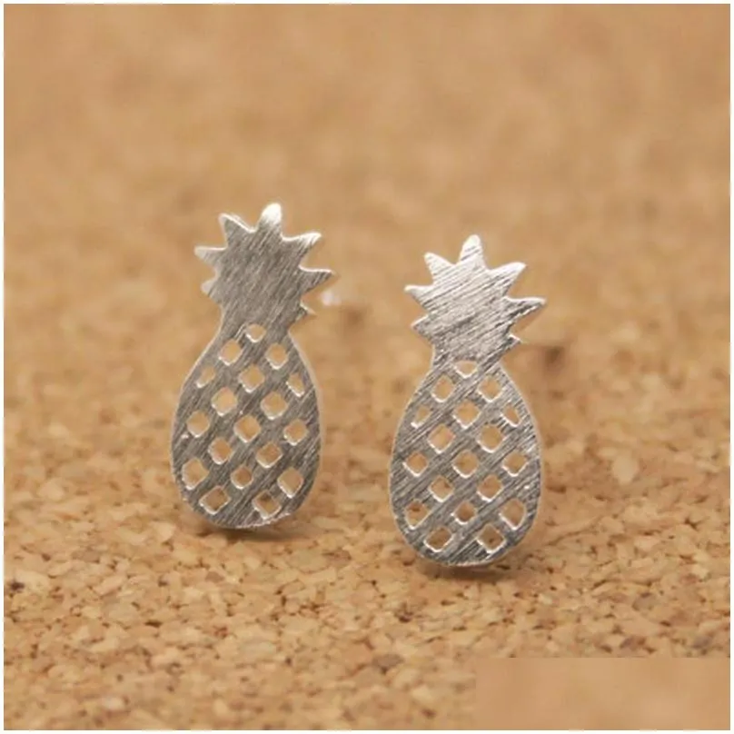 high quality hollowed pineapple ear studs for women unique design arrival alloy rose gold silver gold plating studs earrings