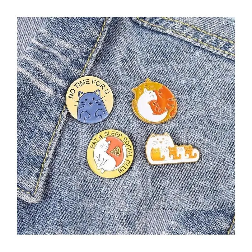cute cartoon animal cat brooches pin for women fashion dress coat shirt demin metal funny brooch pins badges backpack gift jewelry
