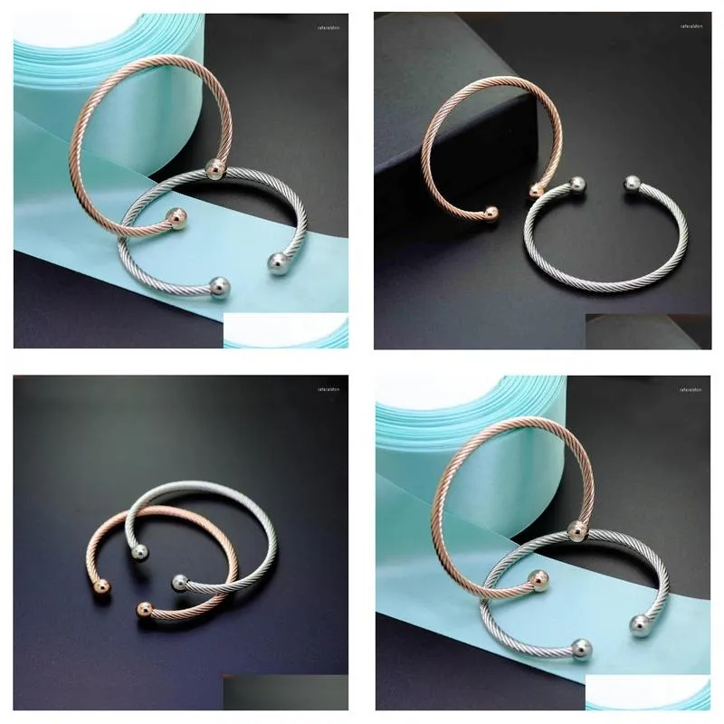 bangle yun ruo fashion brand jewelry rose gold color steel ball woman man lover cuff 316l stainless not fade top quality