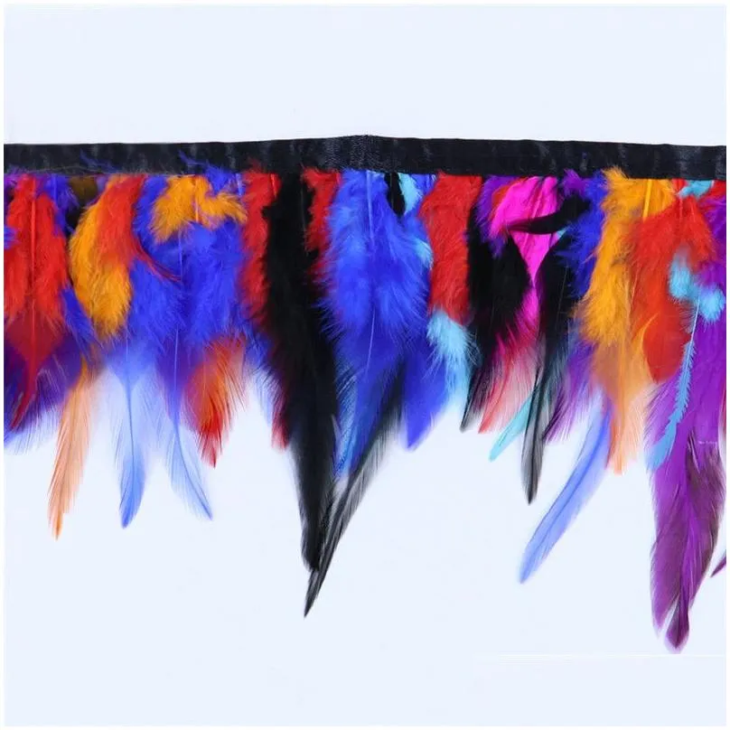 natural white rooster feathers trims fringe clothes wedding decoration sewing crafts sowder rooster feather fringe trim