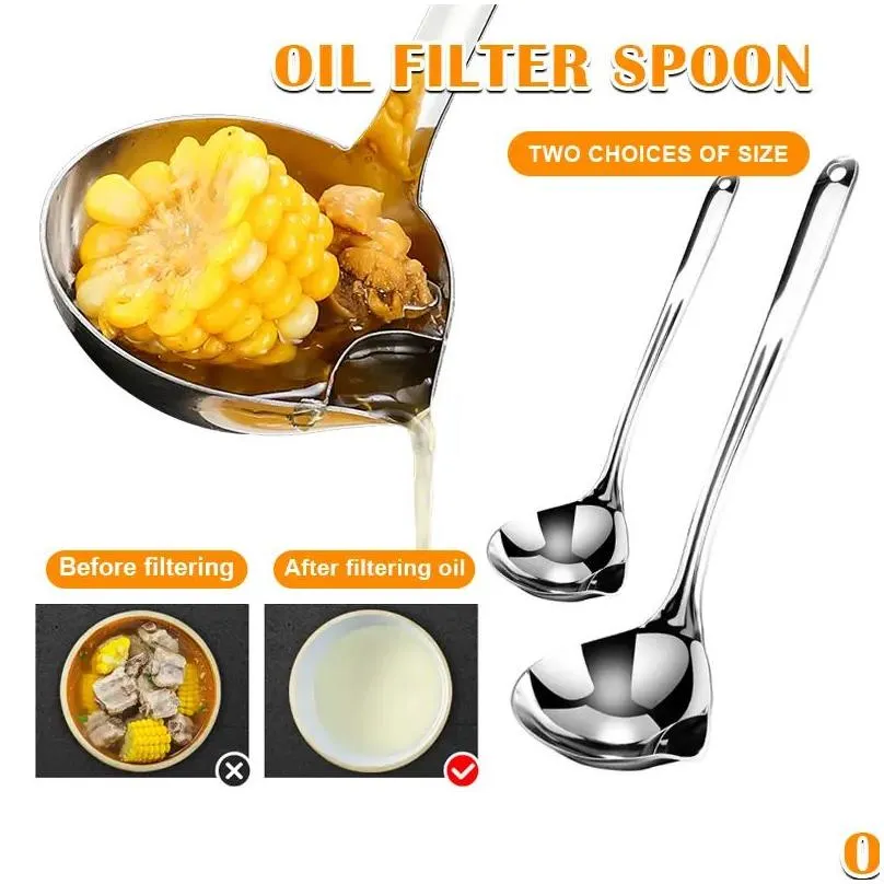 304 stainless steel soupspoon colander long handle filter grease oil soup separation spoon kitchen cooking utensils