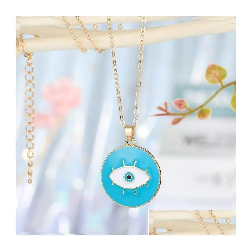 enamel evil eyes pendant necklace for womens jewelry big turkish eye chains choker necklaces party gift