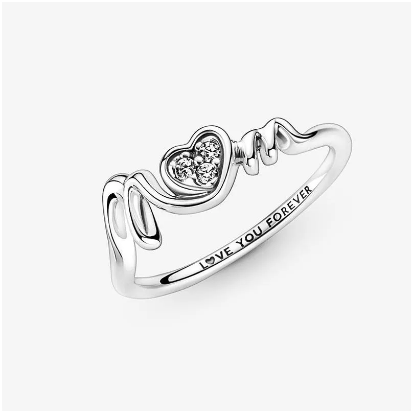 mom pave heart ring 925 sterling silver mothers day gift jewelry with original box set for pandora cz diamond love you rings