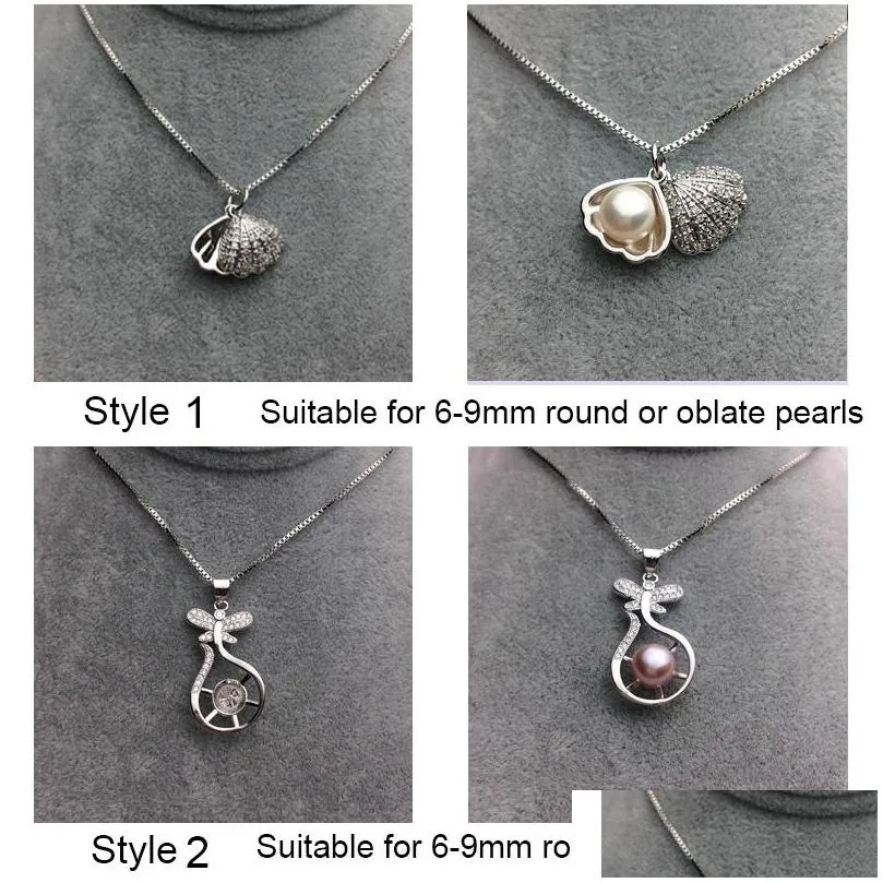 mljy pearl necklace settings sliver pendant settings 14 styles diy pearl necklace jewelry settings with chain christmas wedding gift