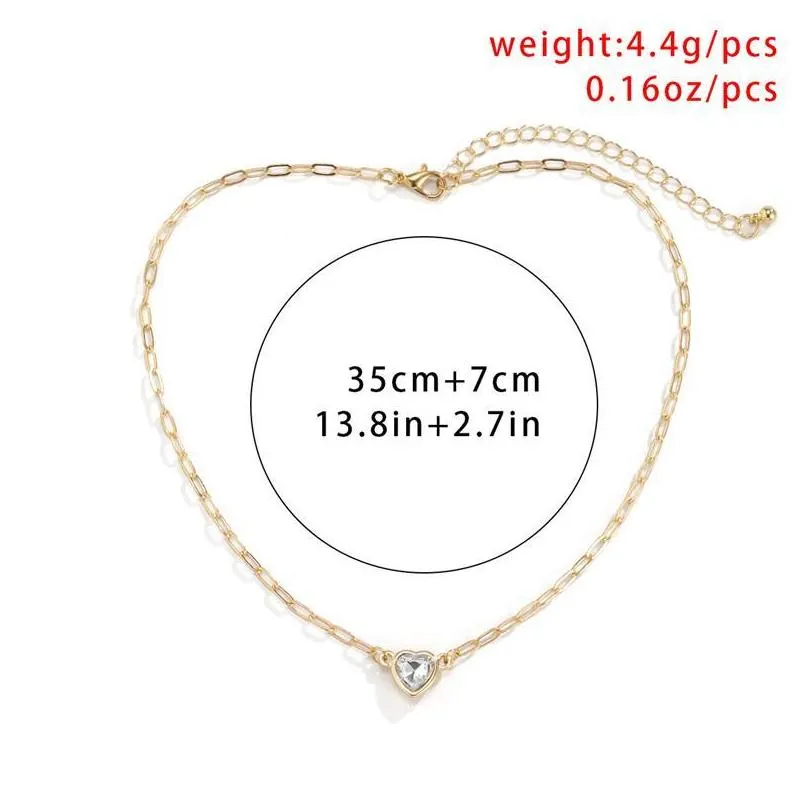 pendant necklaces fashion simple colorful glass heart necklace for women punk hip hop clavicle chain female wedding jewelry gift