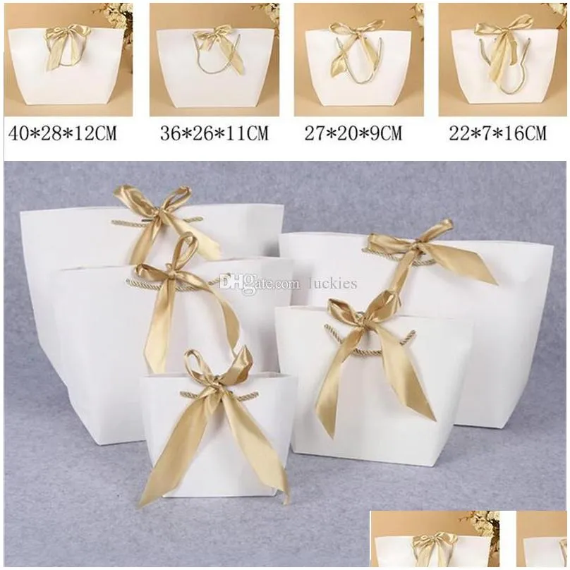 paper gift bags with handles shopping package bag cardboard packing for birthday wedding celebration present wrap