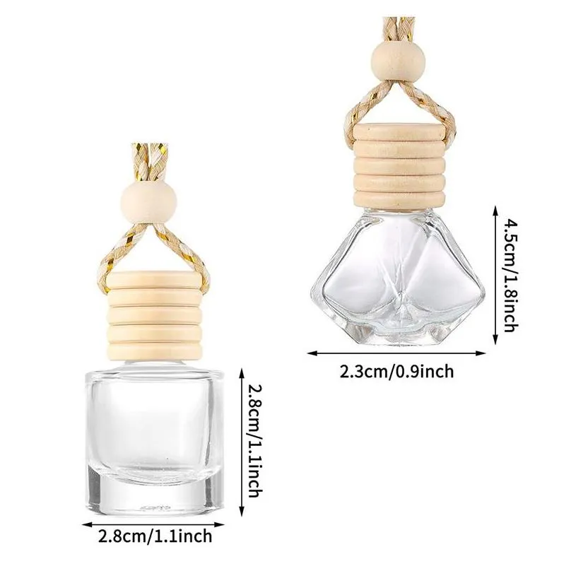 car perfume bottle air freshener diffuser hanging fragrance bottles pendant empty glass jars for essential oils